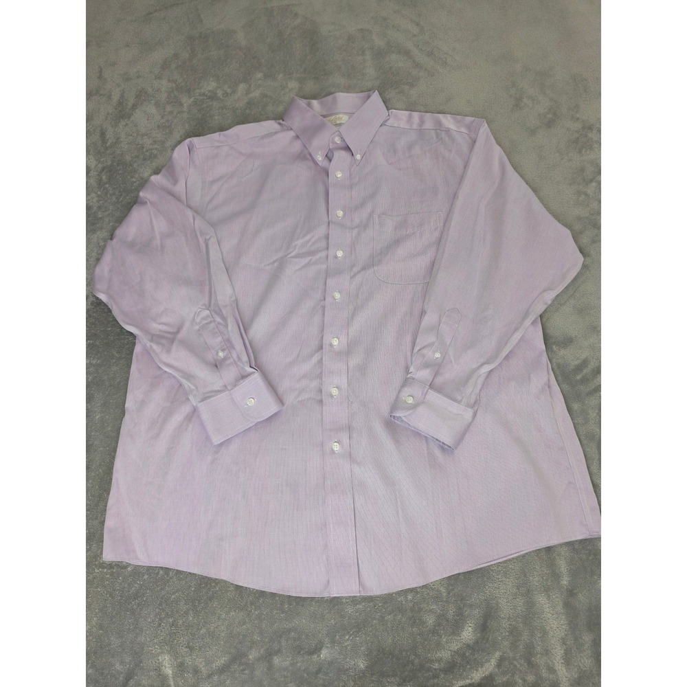 Roundtree & Yorke Gold Label Dress Shirt Mens 17.5 33 Purple Non-Iron Full Fit